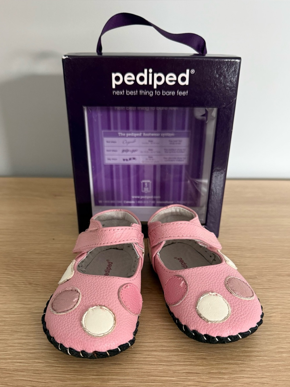 Pediped Baby Shoes Mary Janes Pink with Dots Size 12-18mo.